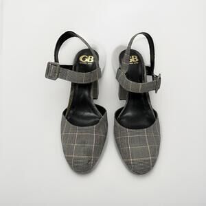 GIANNI BINI Plaid Platform Heels Womens 9 M Gray Black Plaid High Closed Toe